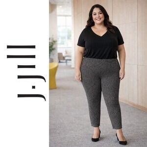 J. Jill, Wearever Collection Forward-Seam Slim Ankle Pant Black Geometric Size M